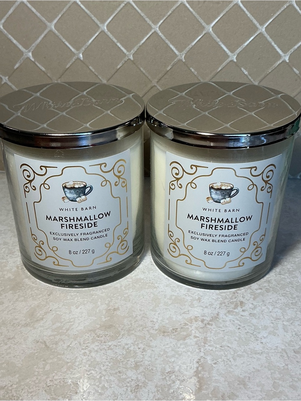 Bath & Body Works Marshmallow Fireside Single Wick 8oz Candles Set of 2